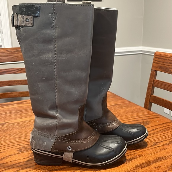 SOREL SLIMPACK beautiful leather Riding Boots like new Shale/Schiste size 7.5 - Picture 5 of 10